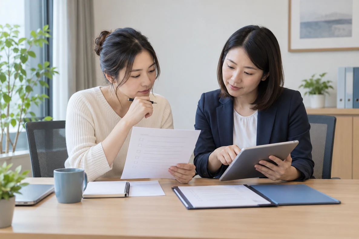 核对注册公司资料与办理事项的服务场景示意