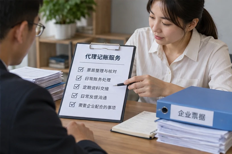 整理企业票据与日常账务资料的服务场景示意
