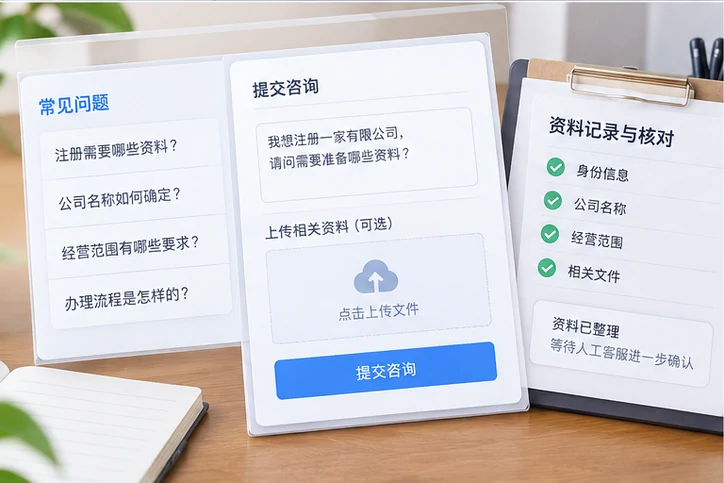在线客服接待与咨询整理的服务场景示意