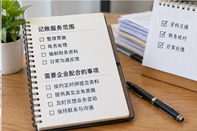 整理企业票据与日常账务资料的服务场景示意
