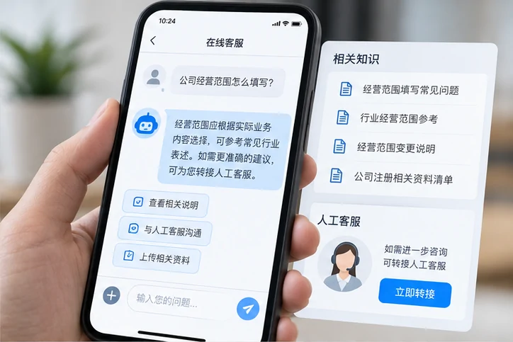 在线客服接待与咨询整理的服务场景示意
