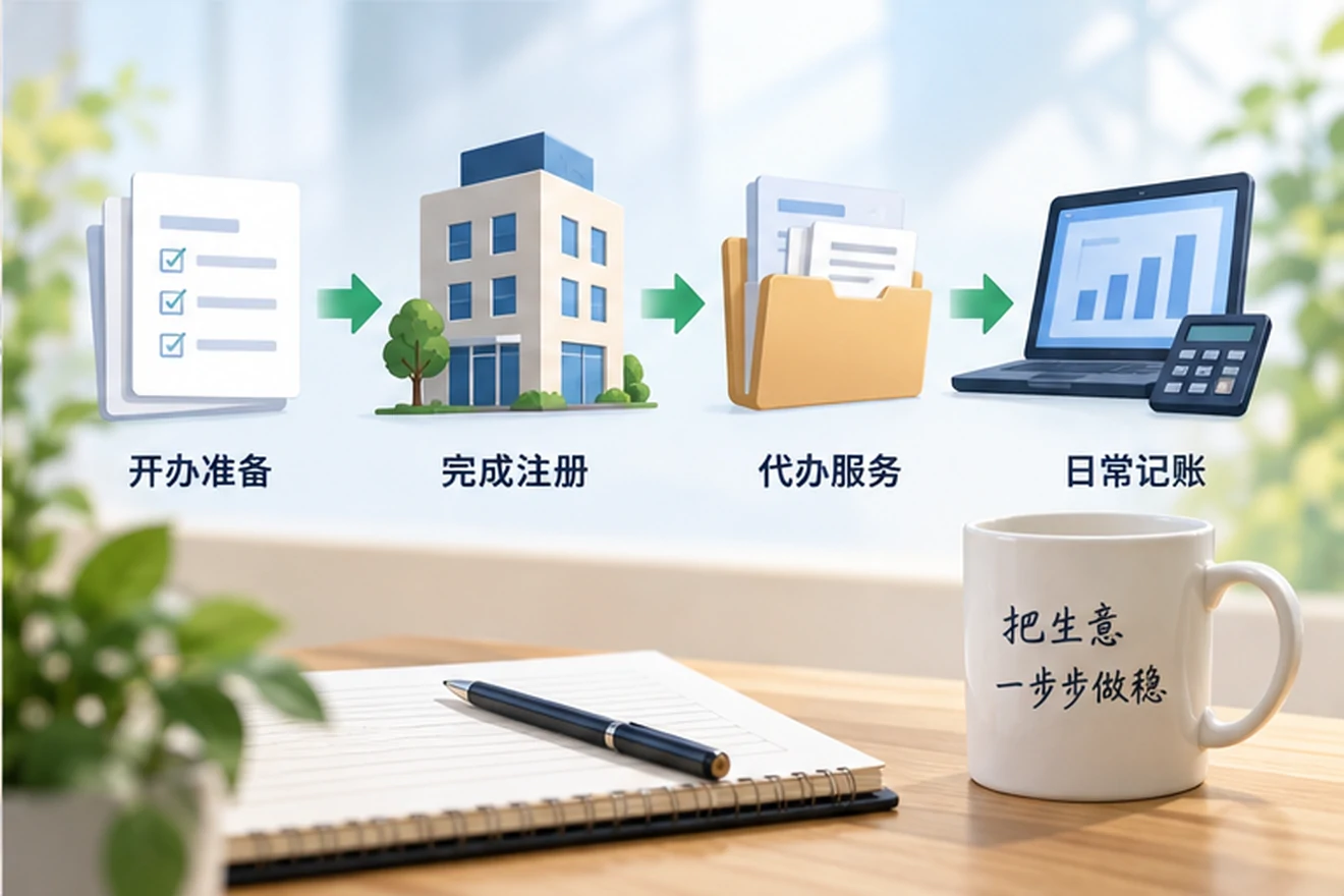 创业者一起整理开办计划的服务场景示意