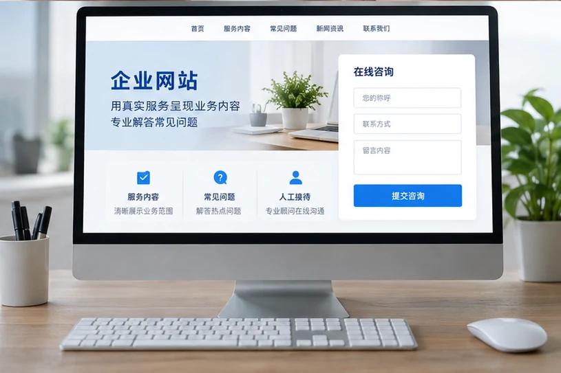 企业网站展示业务与服务信息的场景示意