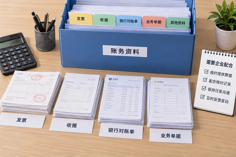 整理企业票据与日常账务资料的服务场景示意