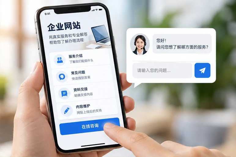 企业网站展示业务与服务信息的场景示意