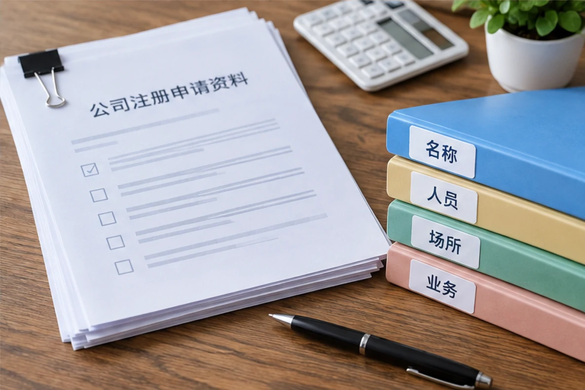 核对注册公司资料与办理事项的服务场景示意