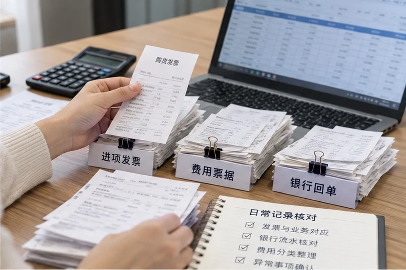 整理企业票据与日常账务资料的服务场景示意