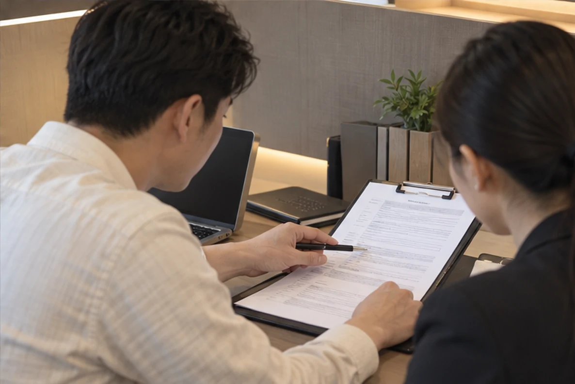 核对注册公司资料与办理事项的服务场景示意