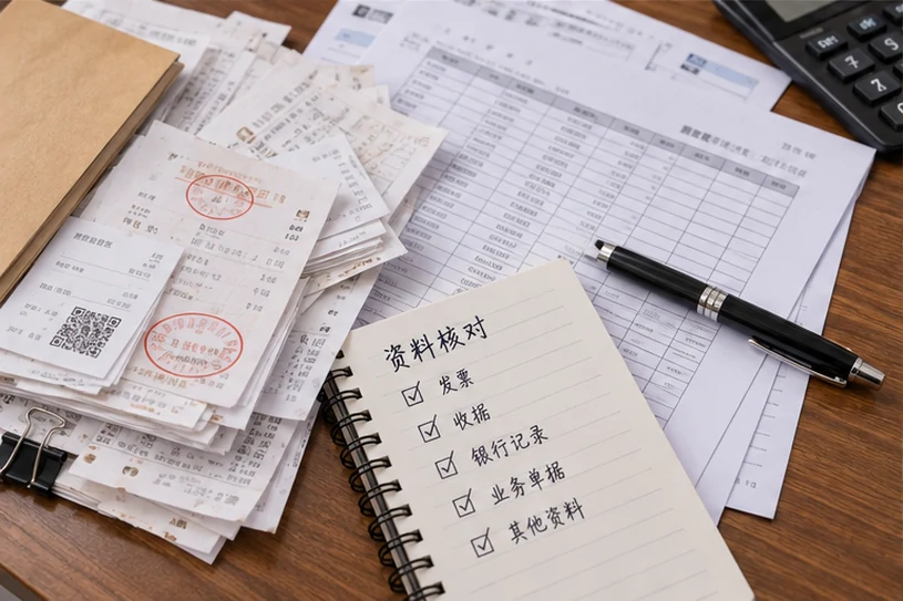 整理企业票据与日常账务资料的服务场景示意