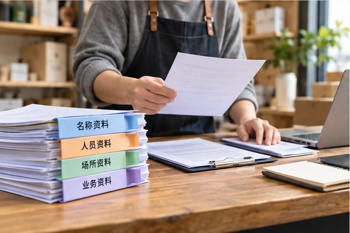 核对注册公司资料与办理事项的服务场景示意