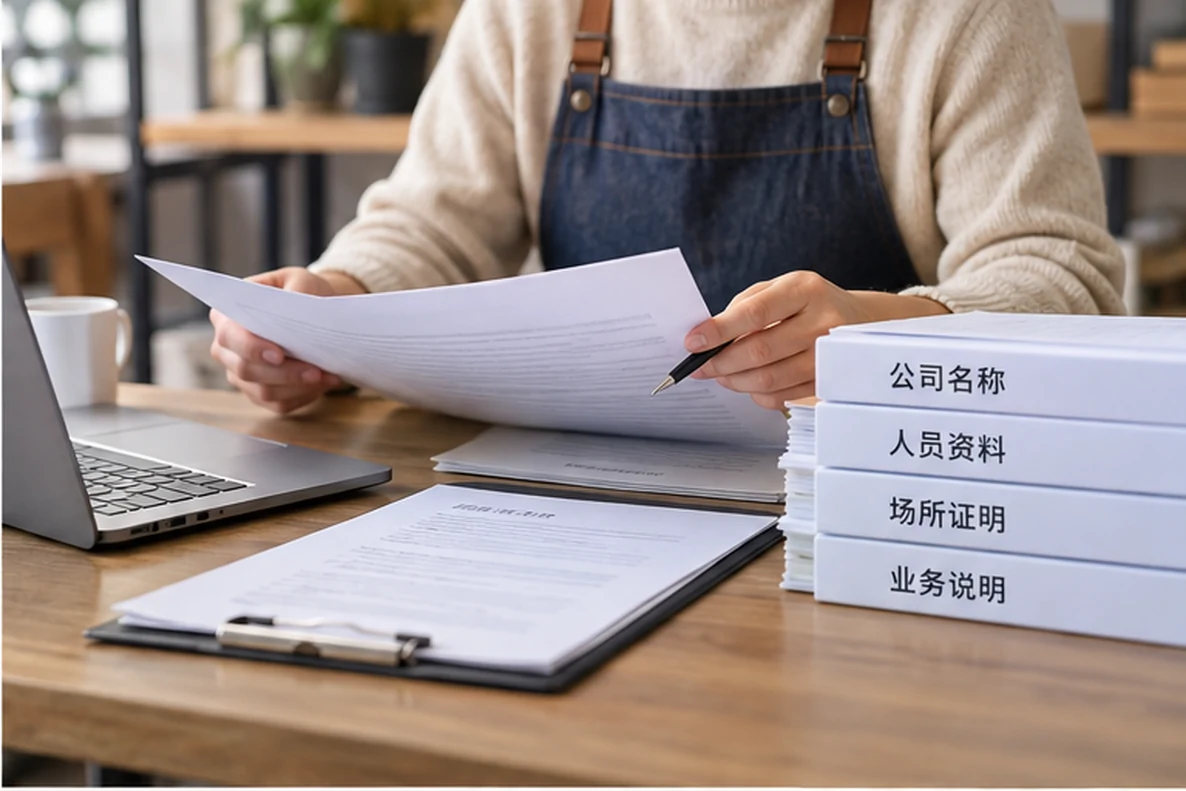 核对注册公司资料与办理事项的服务场景示意