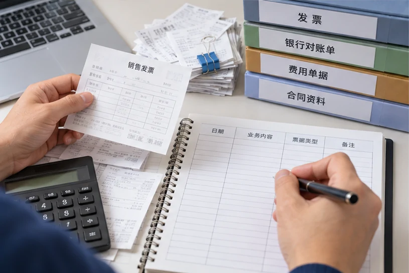 整理企业票据与日常账务资料的服务场景示意