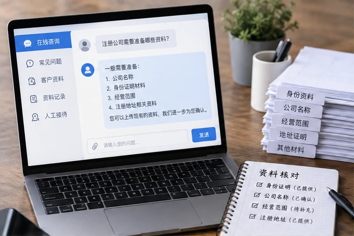 在线客服接待与咨询整理的服务场景示意