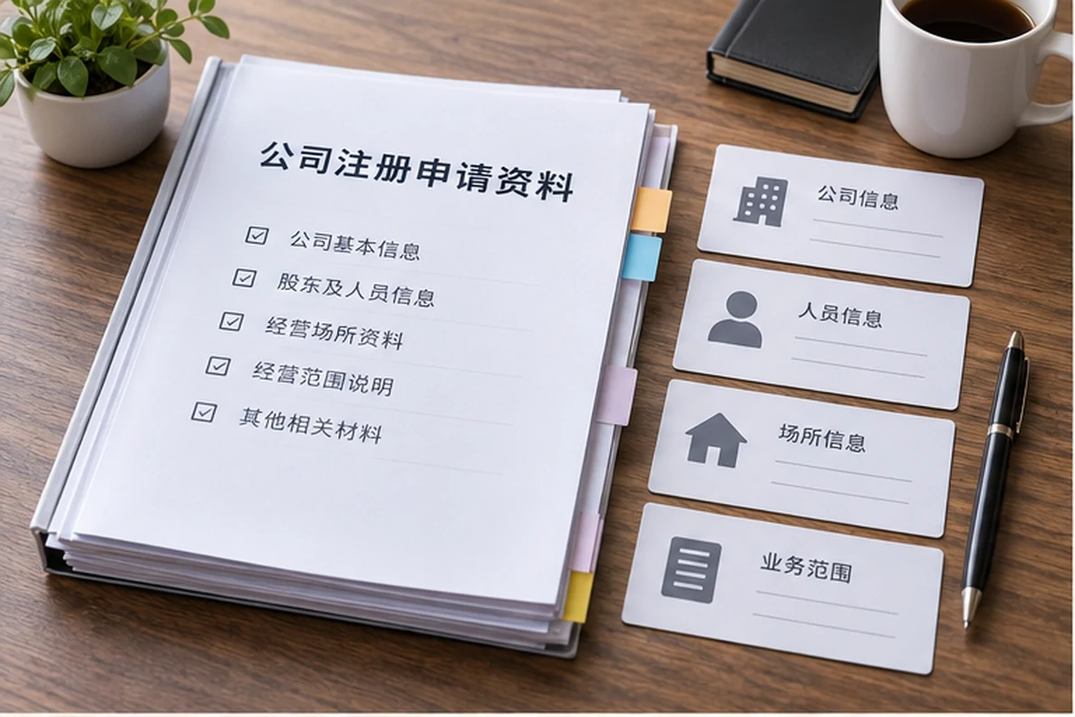 核对注册公司资料与办理事项的服务场景示意