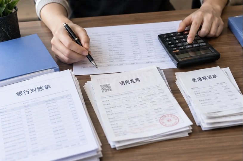 整理企业票据与日常账务资料的服务场景示意