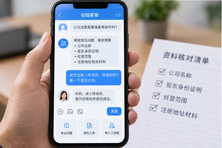 在线客服接待与咨询整理的服务场景示意