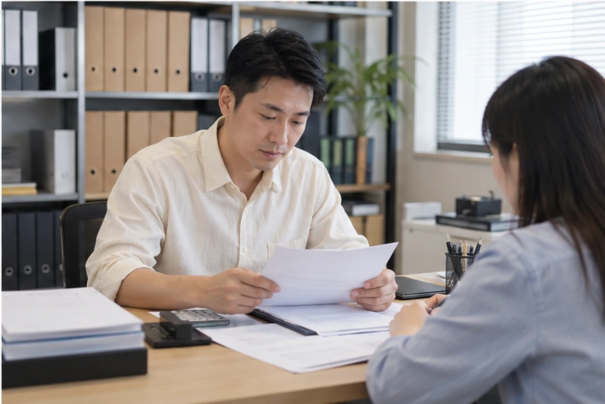 核对注册公司资料与办理事项的服务场景示意