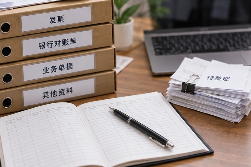整理企业票据与日常账务资料的服务场景示意