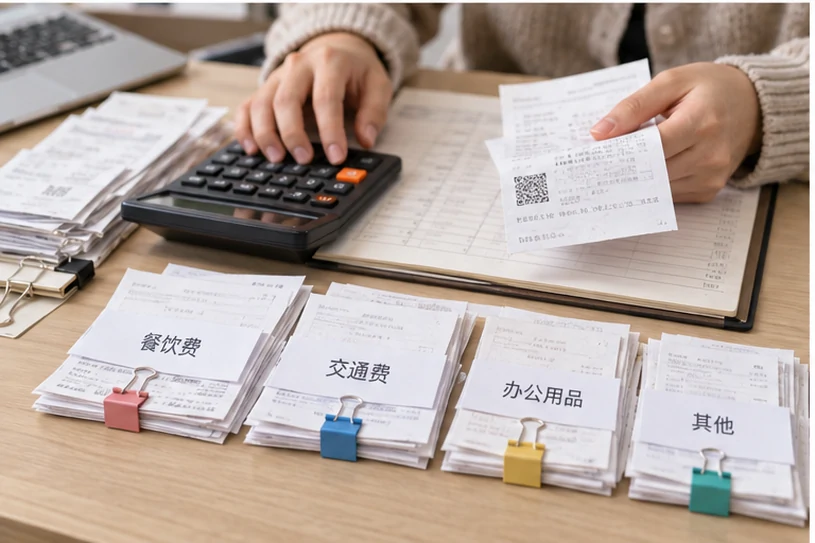 整理企业票据与日常账务资料的服务场景示意