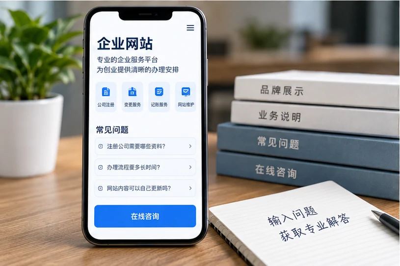 企业网站展示业务与服务信息的场景示意