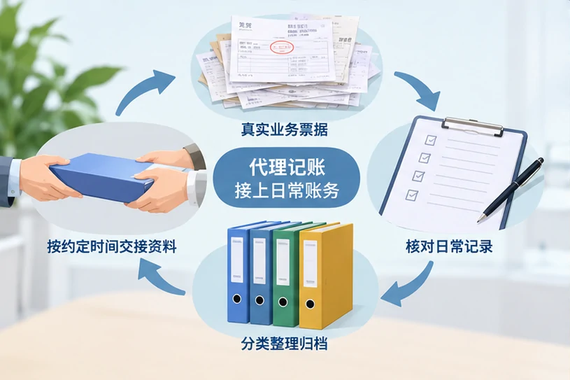 整理企业票据与日常账务资料的服务场景示意