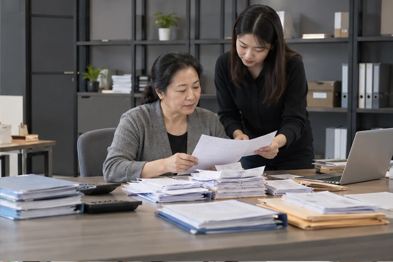 整理企业票据与日常账务资料的服务场景示意