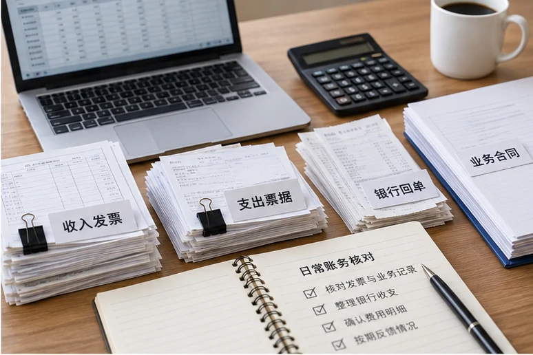 整理企业票据与日常账务资料的服务场景示意