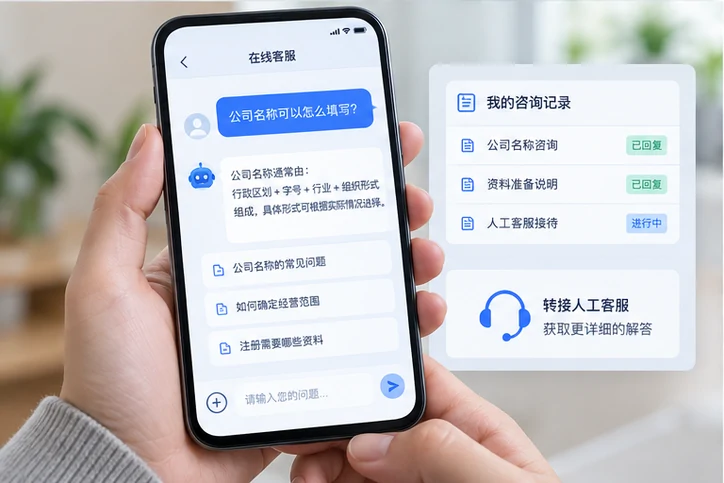 在线客服接待与咨询整理的服务场景示意