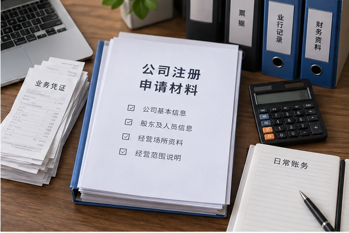 核对注册公司资料与办理事项的服务场景示意