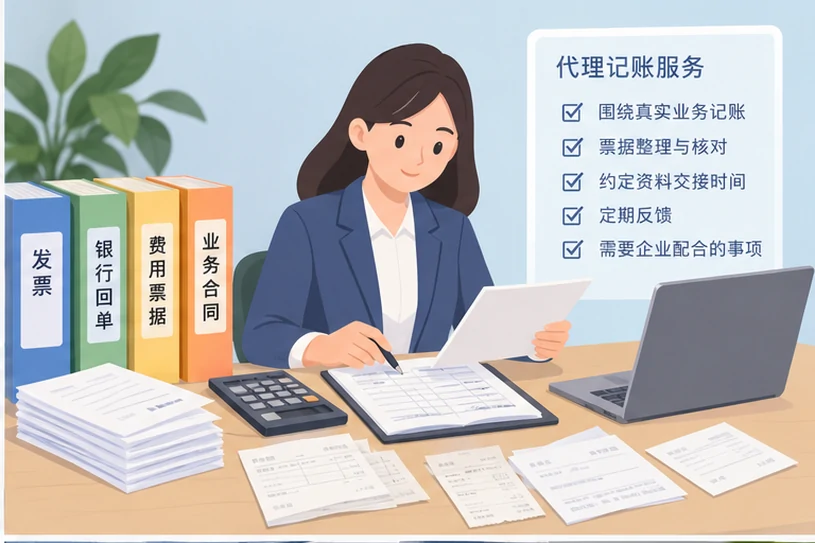 整理企业票据与日常账务资料的服务场景示意