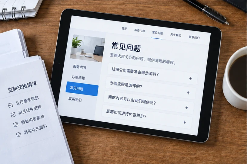 企业网站展示业务与服务信息的场景示意
