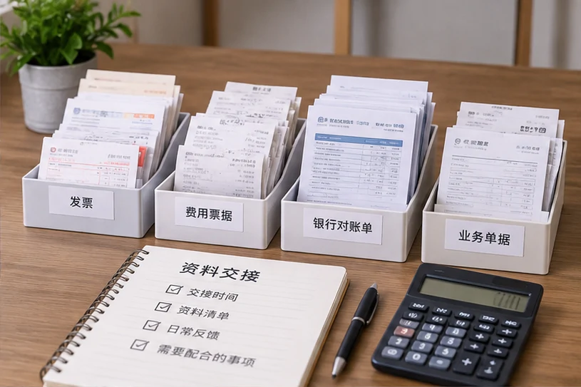 整理企业票据与日常账务资料的服务场景示意