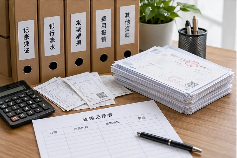 整理企业票据与日常账务资料的服务场景示意