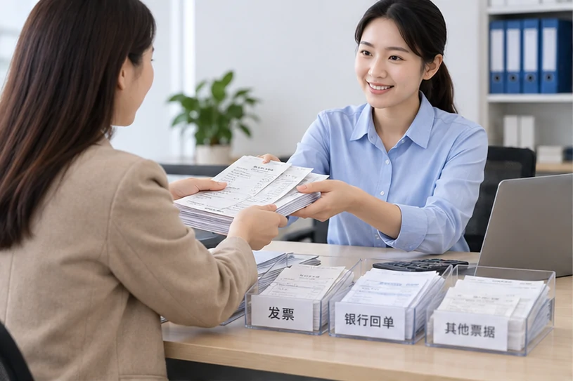 整理企业票据与日常账务资料的服务场景示意