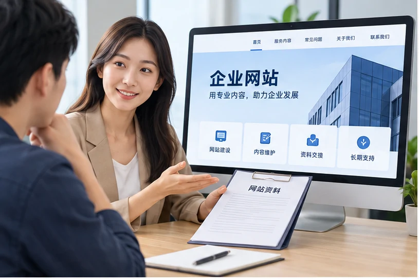 企业网站展示业务与服务信息的场景示意