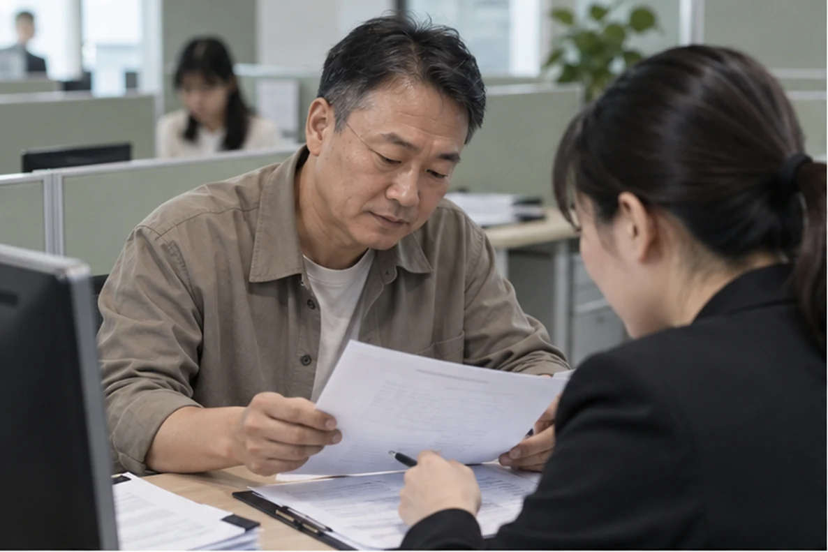 核对注册公司资料与办理事项的服务场景示意