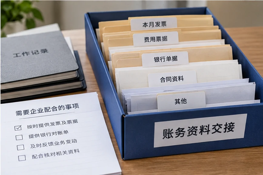 整理企业票据与日常账务资料的服务场景示意