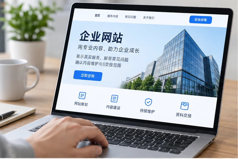 企业网站展示业务与服务信息的场景示意