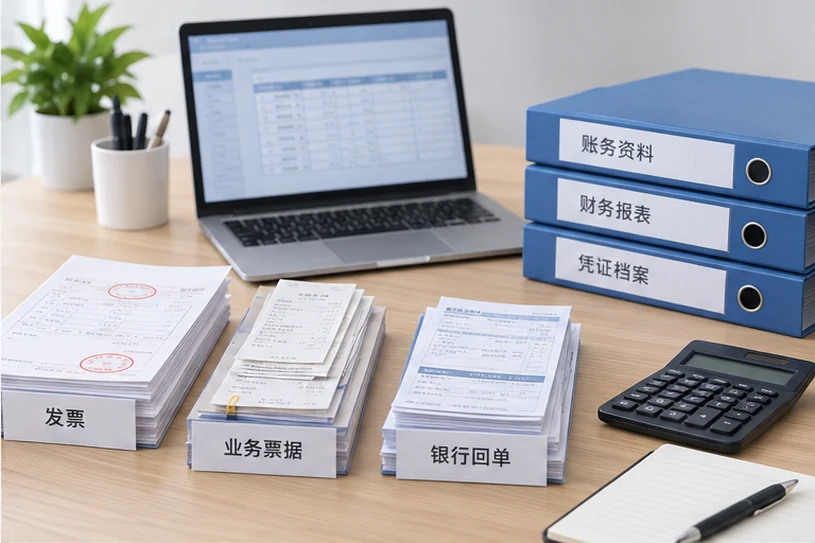 整理企业票据与日常账务资料的服务场景示意