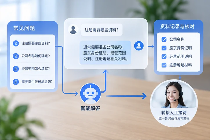在线客服接待与咨询整理的服务场景示意