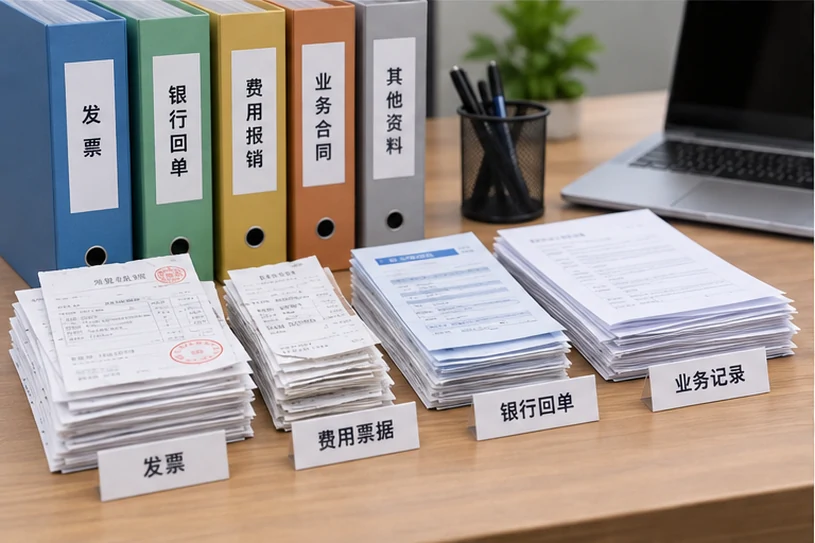 整理企业票据与日常账务资料的服务场景示意