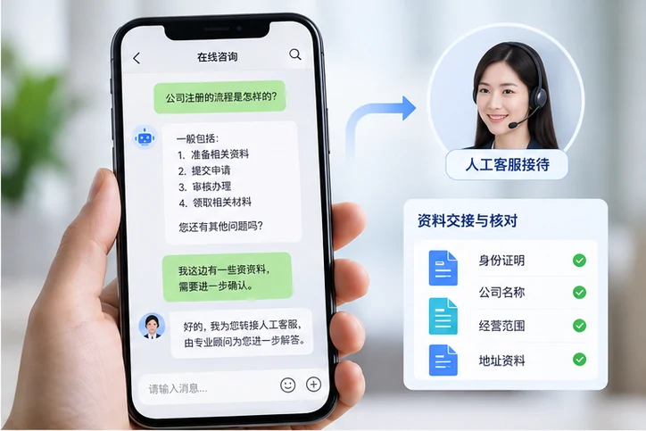 在线客服接待与咨询整理的服务场景示意