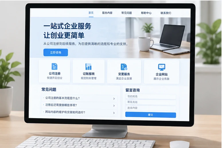 企业网站展示业务与服务信息的场景示意