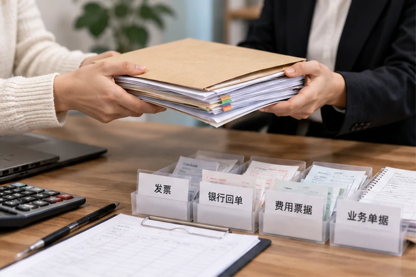 整理企业票据与日常账务资料的服务场景示意
