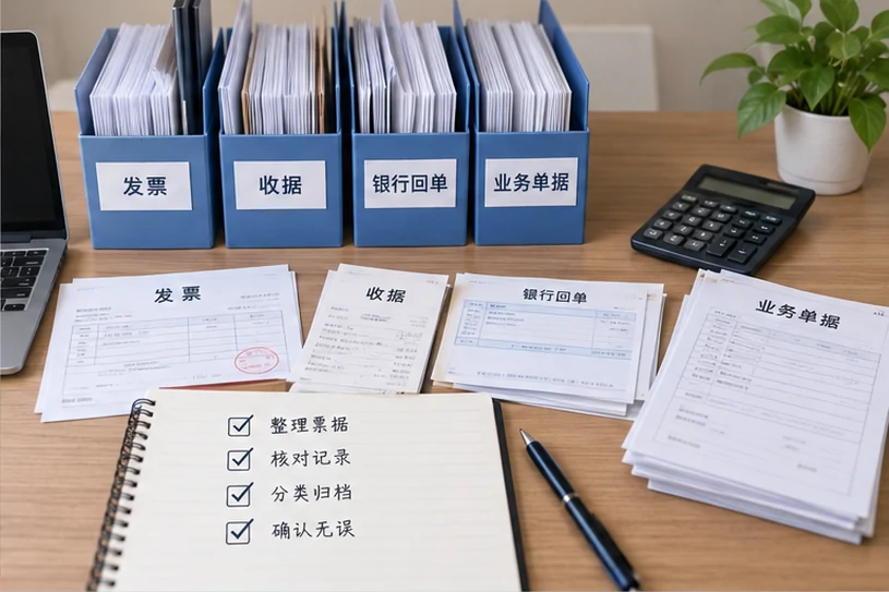 整理企业票据与日常账务资料的服务场景示意