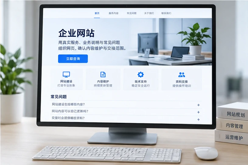 企业网站展示业务与服务信息的场景示意