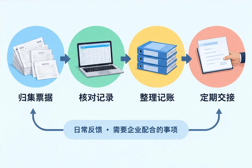 整理企业票据与日常账务资料的服务场景示意