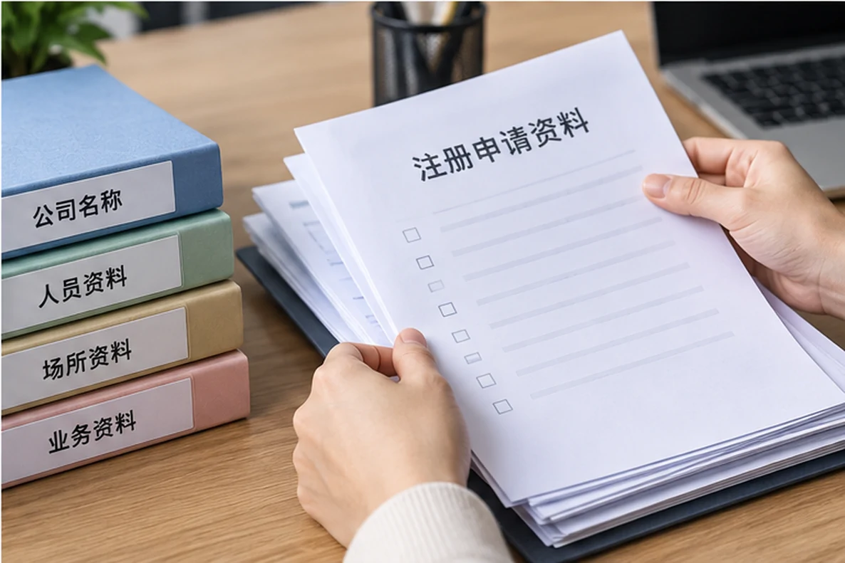 核对注册公司资料与办理事项的服务场景示意