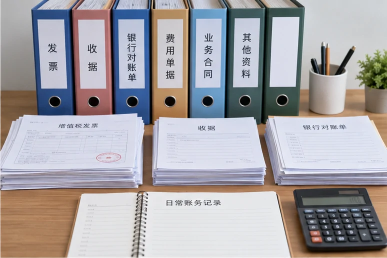 整理企业票据与日常账务资料的服务场景示意
