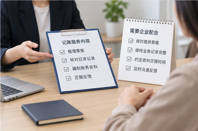 整理企业票据与日常账务资料的服务场景示意